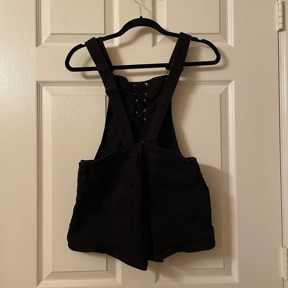 PacSun Black Denim Overall Shorts Stretch / Size 27 - Picture 7 of 10